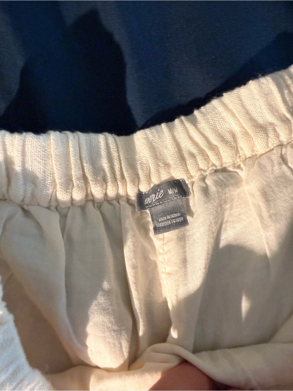 aerie Cream Crochet-Trim High-Waist Lounge Shorts - Picture 2 of 3